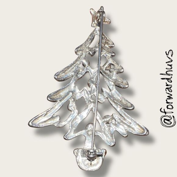 Bundle Sale 3 for $15 | Vintage Silver-Tone Christmas Tree Brooch - Picture 5 of 8